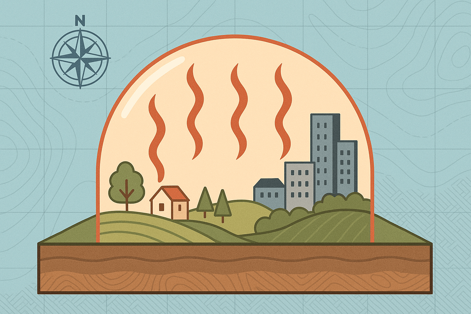 Atmospheric Domes: The Geography of a Heatwave